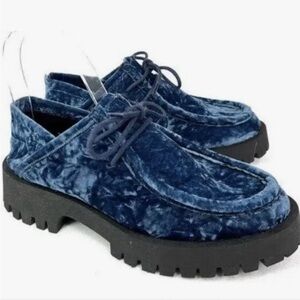 Free People Convertible Velvet Loafers - Blue SZ 8/38EU Brand New